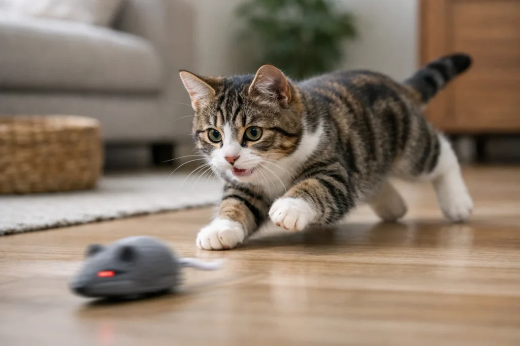 cat chasing automatic moving toy for exercise and mental stimulation