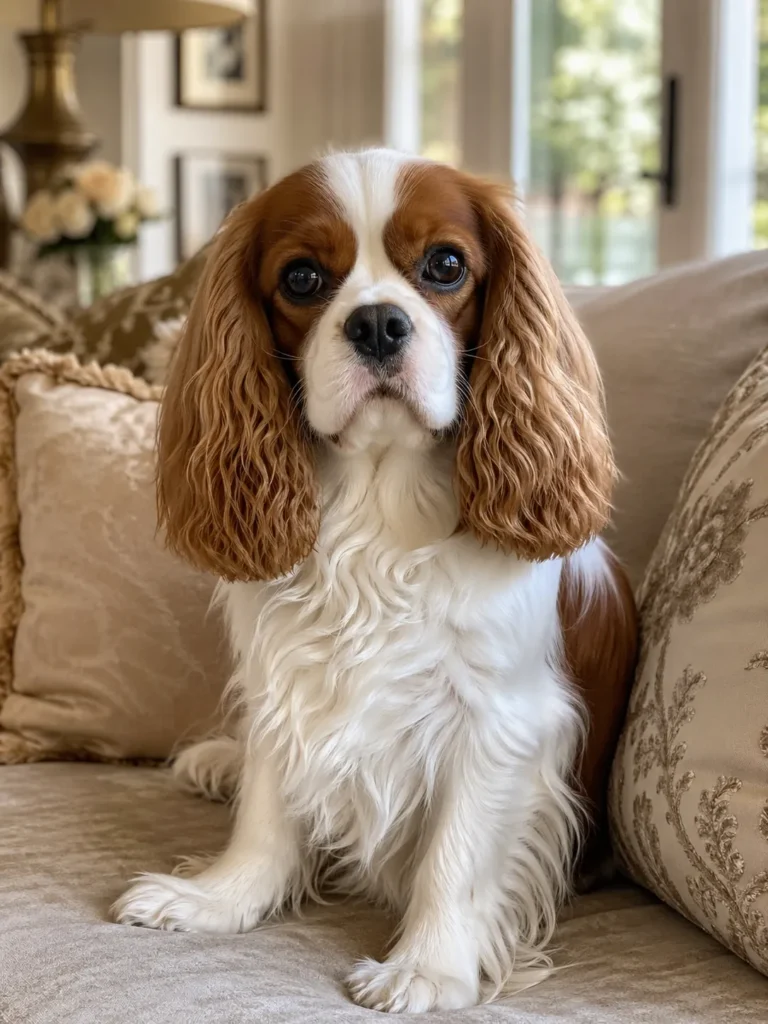Cavalier King Charles Spaniel small dog sitting indoors for seniors