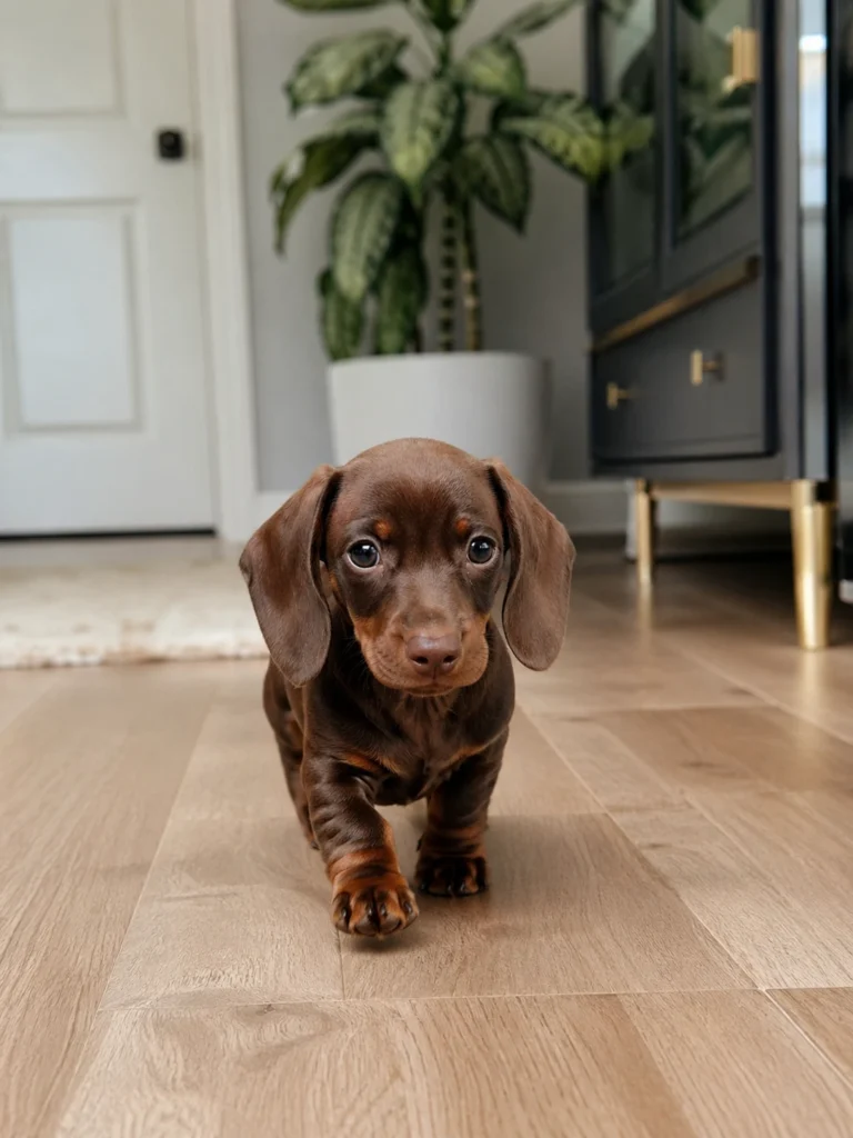 Mini Dachshund smooth coat low maintenance dog

