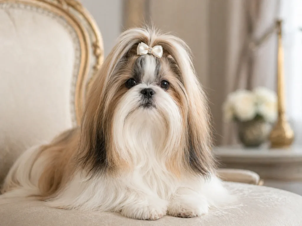 Shih Tzu small cute dog with long hair