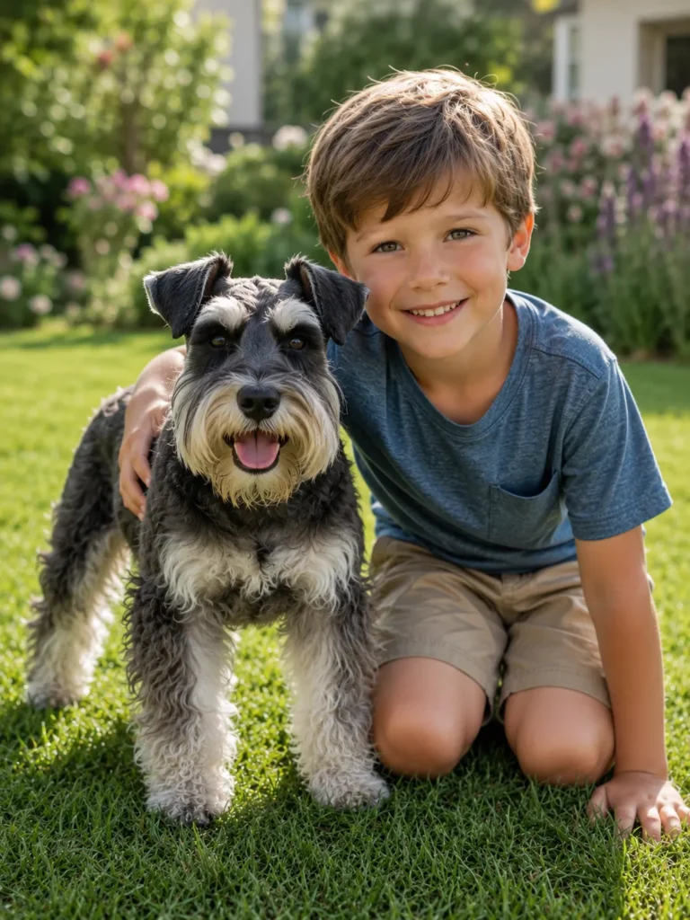  miniature schnauzer hypoallergenic dog with child