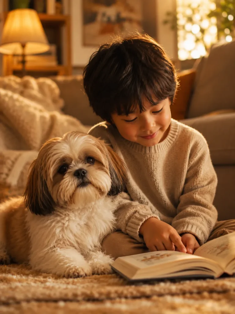  shih tzu calm hypoallergenic dog child reading