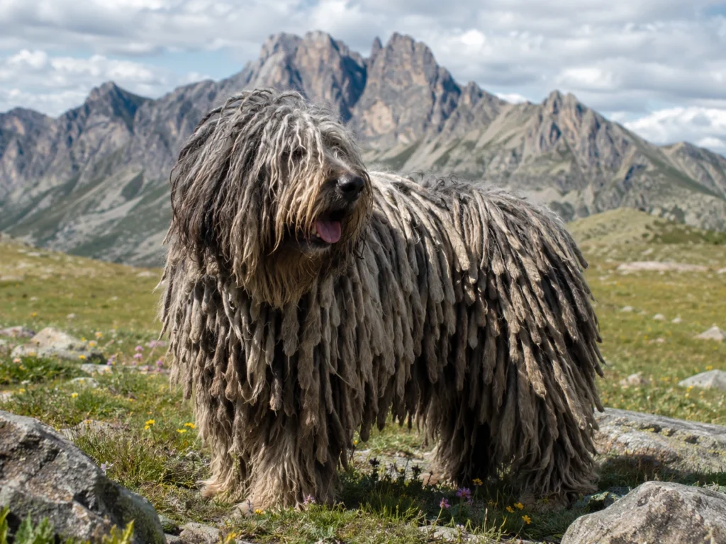 Bergamasco Sheepdog with a corded coat.